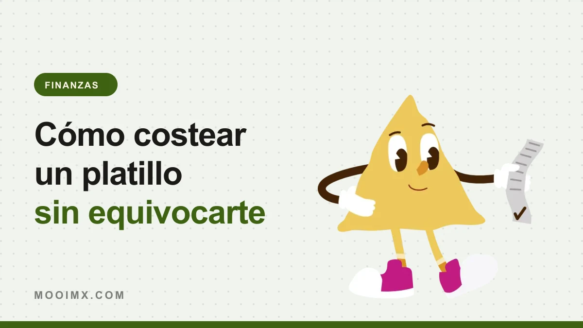Ilustración de la mascota de MOOI revisando un recibo