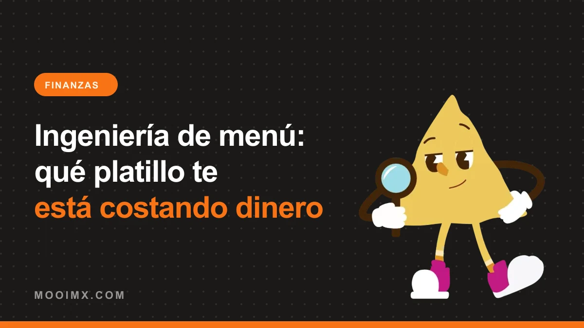 Ilustración de la mascota de MOOI analizando con una lupa