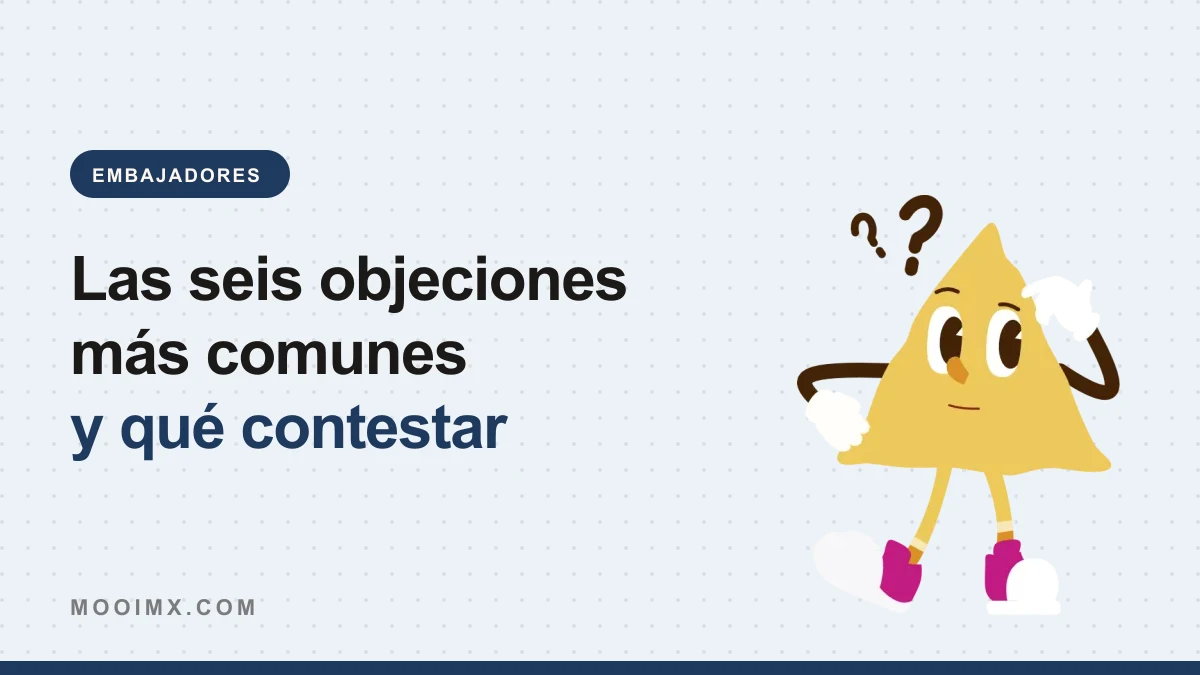 Ilustración de la mascota de MOOI con signos de interrogación