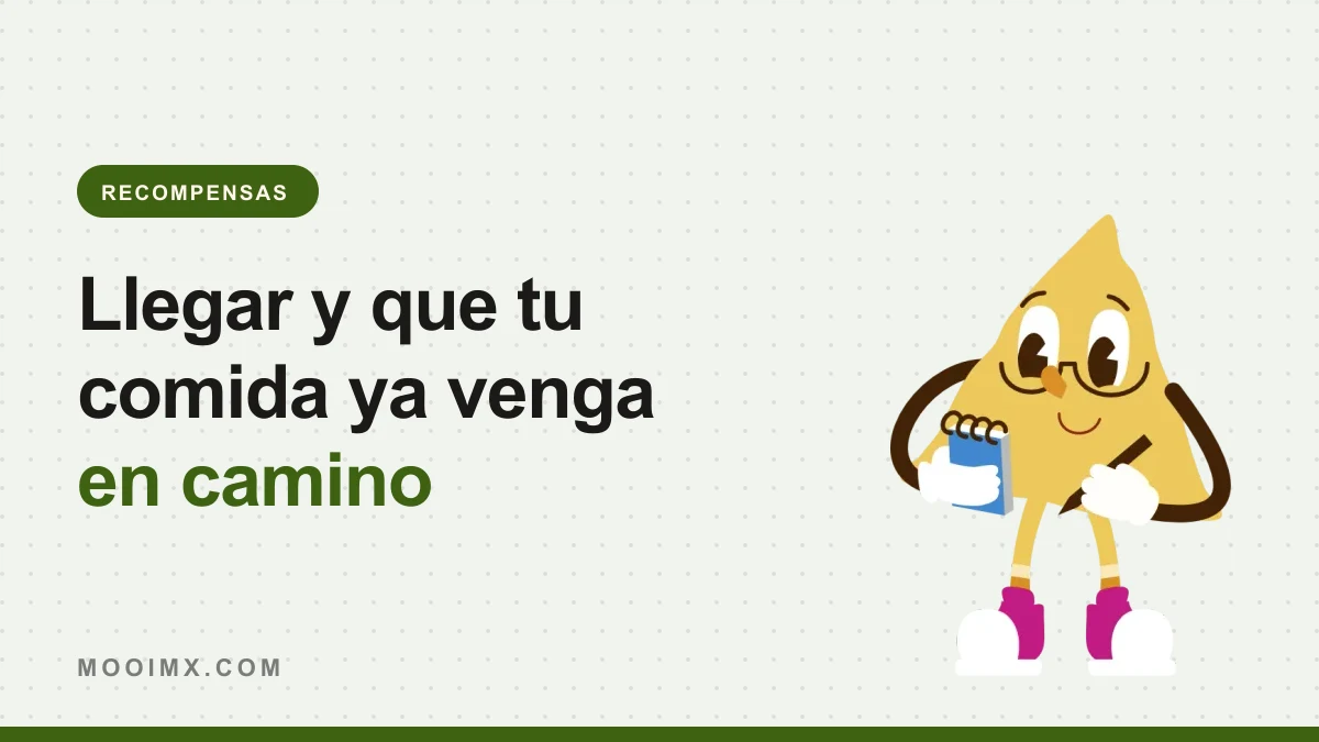 Ilustración de la mascota de MOOI con una libreta